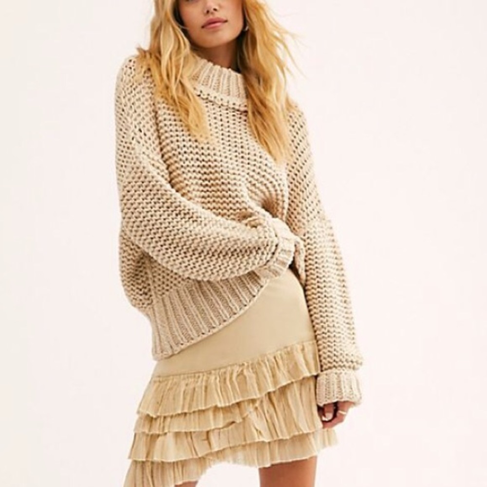 FREE PEOPLE MY ONLY SUNSHINE SWEATER -LINEN XS